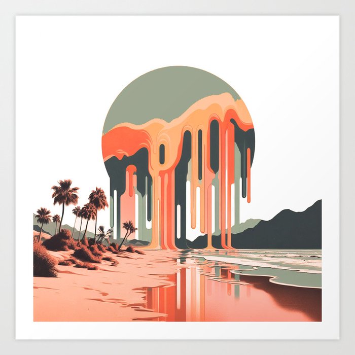 Dripping Moon in Palm Springs-The Palm Beach Set by Jane Holloway 3 of 3 Art Print