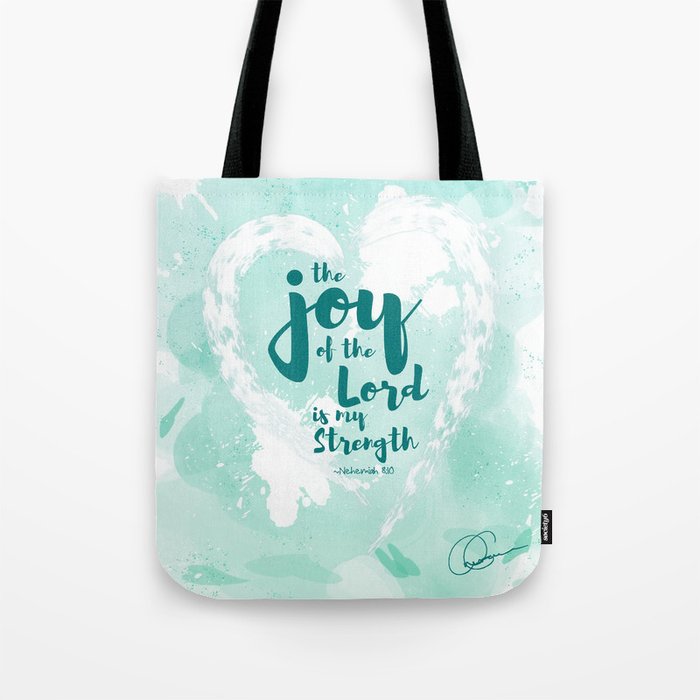 Joy of the Lord Aqua Watercolor Tote Bag