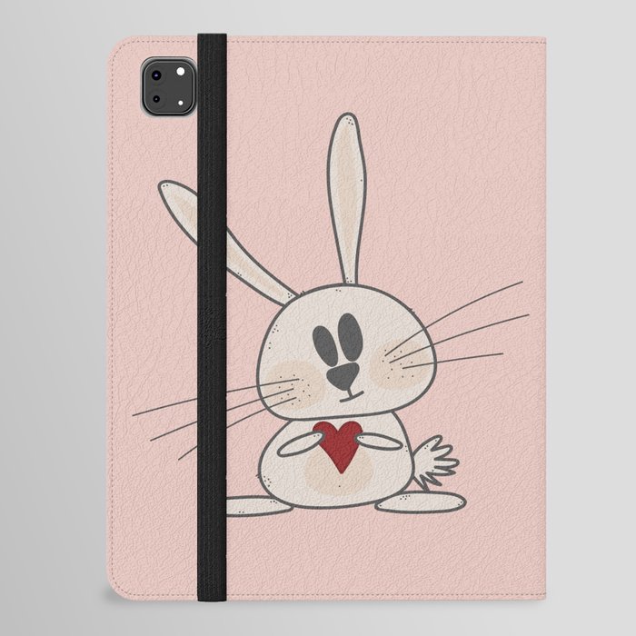 Cute pink rabbit holding heart iPad Folio Case