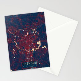 Chengdu City Map of Sichuan, China - Hope Stationery Card