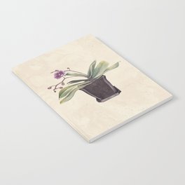 Purple Watercolor Orchid Illustration on Stone Neutral Decor Motif Notebook