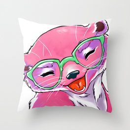Pink Otter Throw Pillow