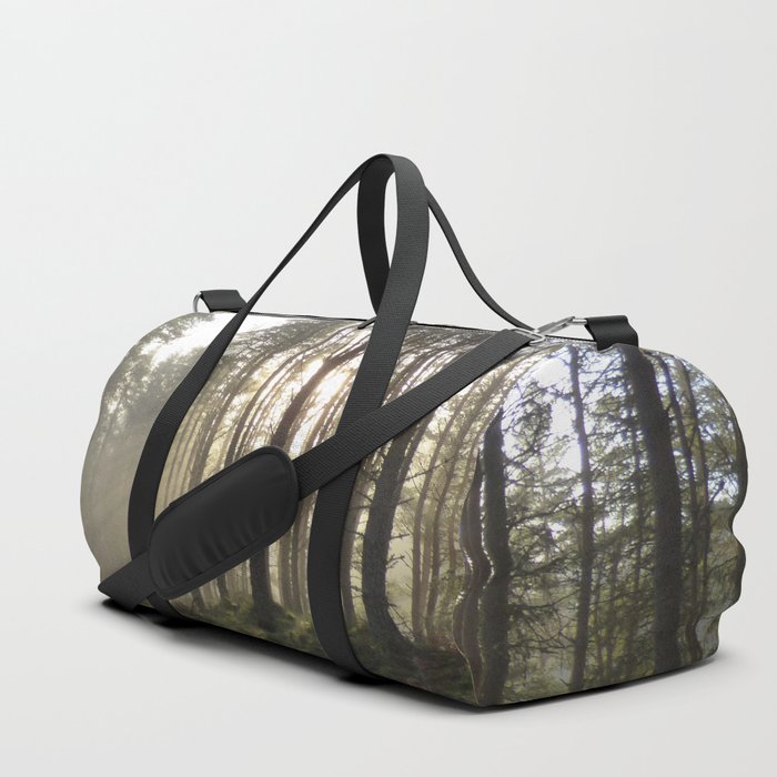 Winter Sun in a Scottish Pine Forest Duffle Bag