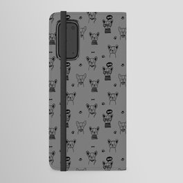 Grey and Black Hand Drawn Dog Puppy Pattern Android Wallet Case