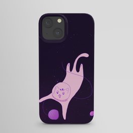 Funny Cat is Playing in Space iPhone Case