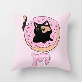 Cat Illustration - Sneaky Cat - Cat Donut Throw Pillow