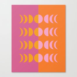 Moon Phases 22 in Pink Mustard Orange Canvas Print