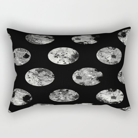 Lunar Pattern - Abstract Black And White Moon Pattern Rectangular Pillow
