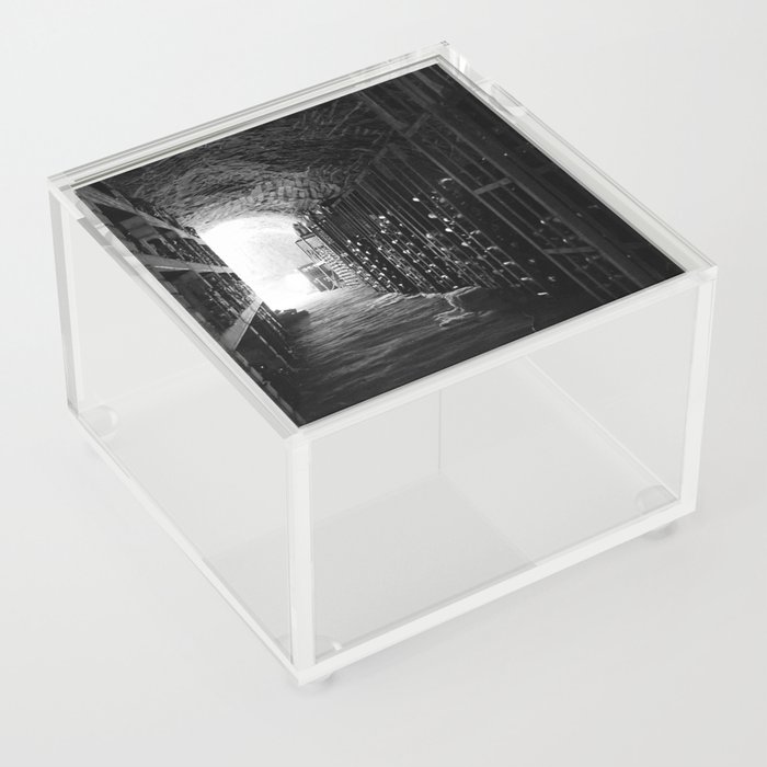 Vineyard underground cave wine cellar black and white photograph - photography - photographs Acrylic Box