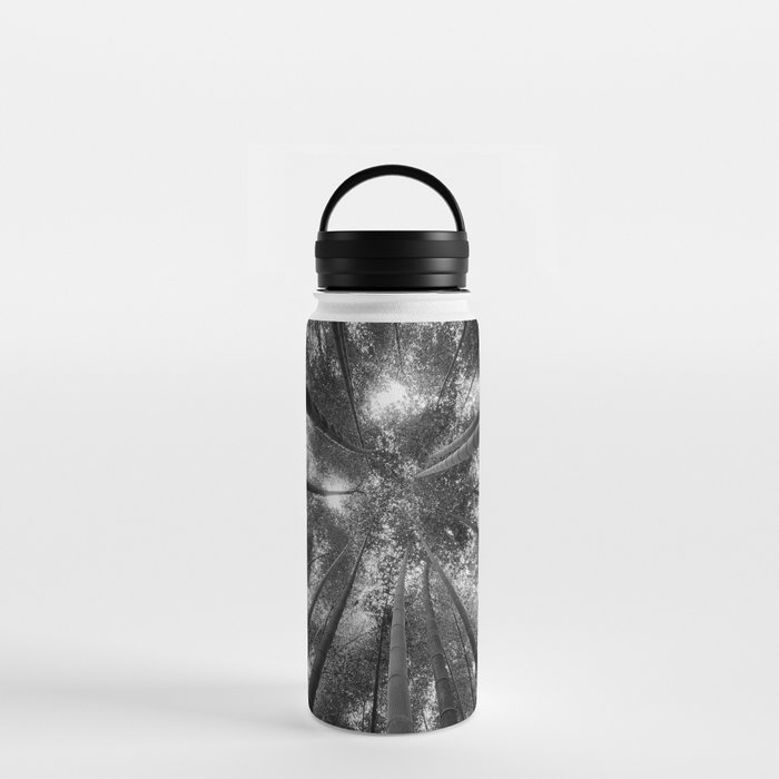 Bamboo forest sky view nature black and white photograph - photogrphy - photographs Water Bottle