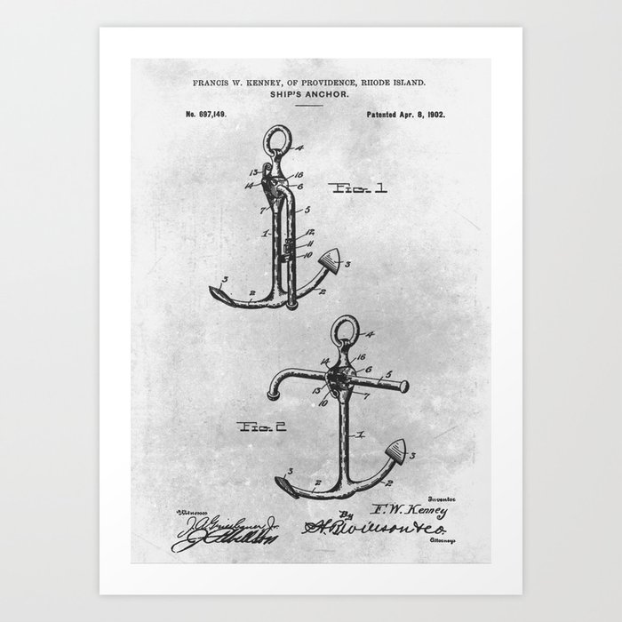1902 Ship's anchor Art Print