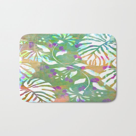 Tropical Leaf Abstract Bath Mat