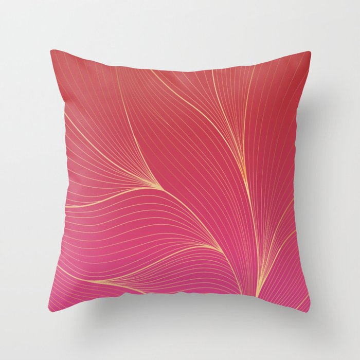 The Pinks and Gold Leaves  Throw Pillow