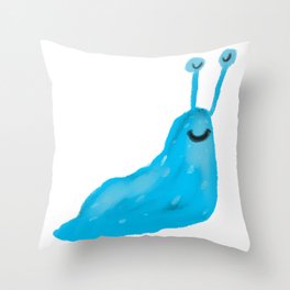 Blue Slug Throw Pillow