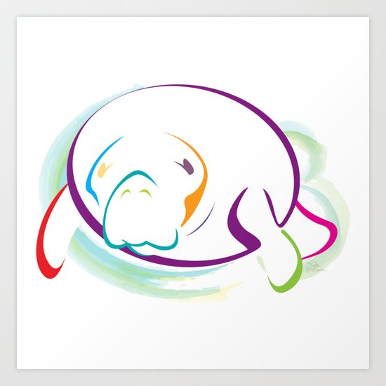 Rainbow Manatee Art Print By Rmcgcreative Society6