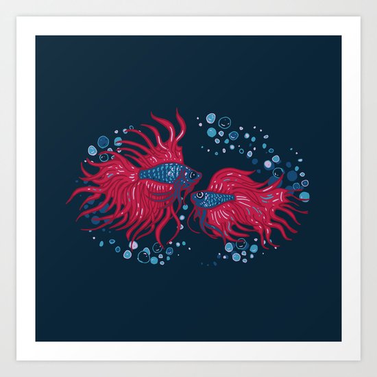 Fighting fish Art Print