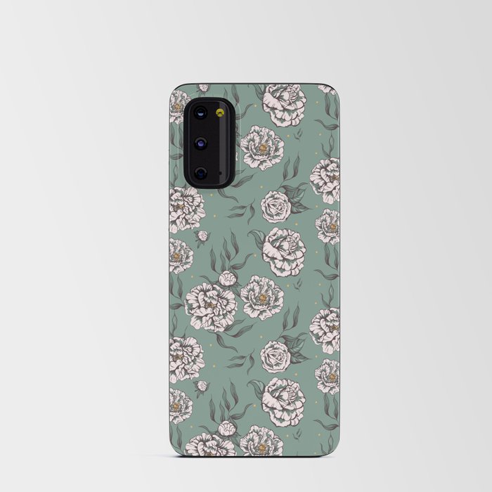Blue Gray Pastel Vintage Flower Power Floral Pattern 60s 70s Retro Android Card Case