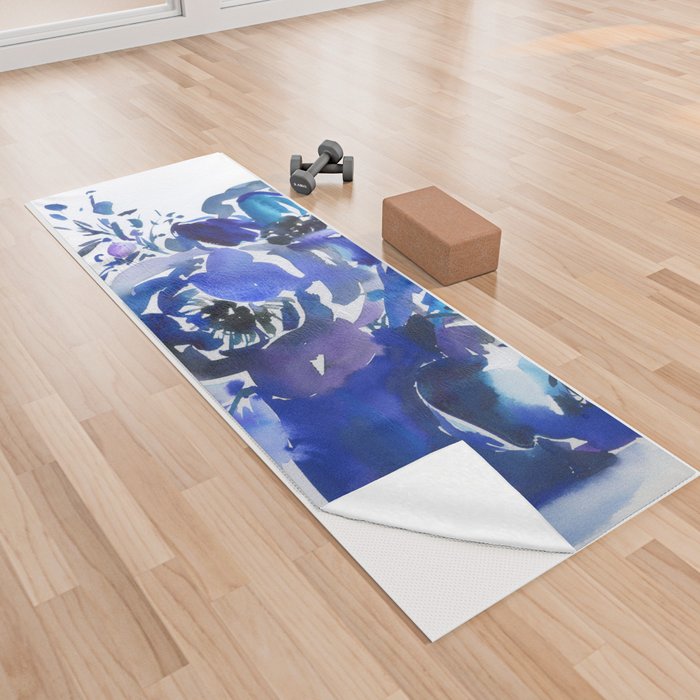 blue stillife: huge peonies Yoga Towel