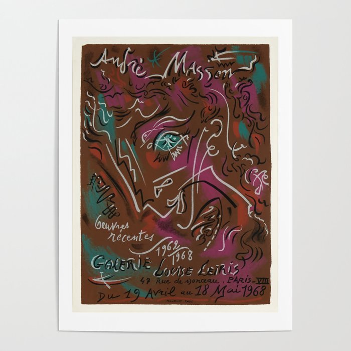Recent works 1962-1968 - Galerie Louise Leiris by André Masson, 1968 Poster