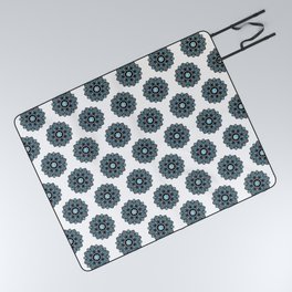 Blue mandala art- moon and flower drawing with stars Picnic Blanket