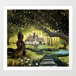 Enchanted Forest Cottage Art Print