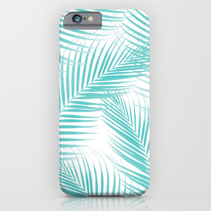 Soft Turquoise Palm Leaves Dream - Cali Summer Vibes #2 #tropical #decor #art #society6 iPhone Case