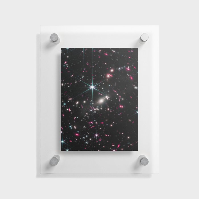 Galaxies of the Universe pink blue Webb Telescope First Image Floating Acrylic Print