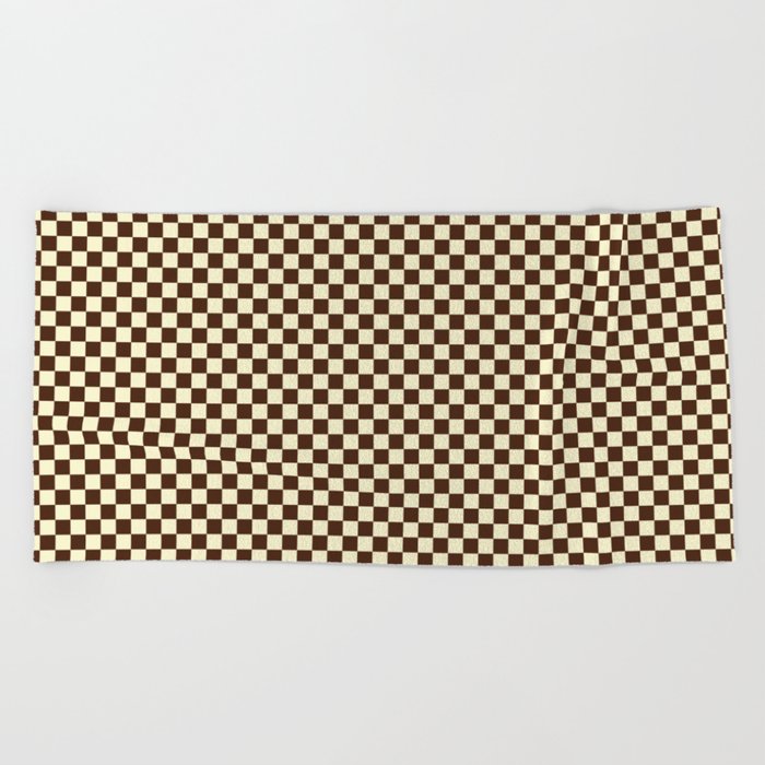 Chocolate Brown and Cream Checkerboard Squares Beach Towel