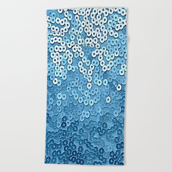 Ocean Blue Sequins Beach Towel