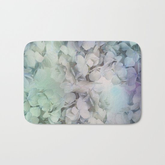 Artistic Hydrangea flowers in soft blue and purple Bath Mat