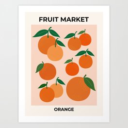 Fruit Market Print Oranges Fruit Art Orange Fruit Market Aesthetic Food Art Modern Decor Art Print