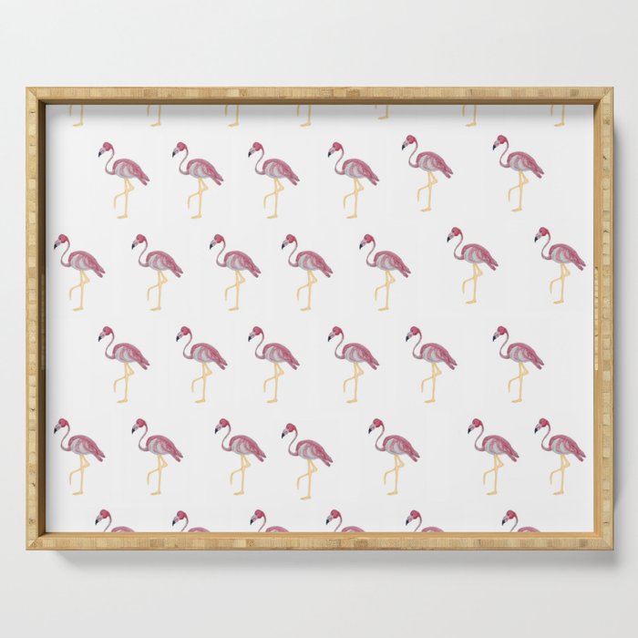 Flamingo Flamingo Flamingoes pattern white background Serving Tray