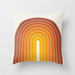 Gradient Arch IX Retro Orange Mid Century Modern Rainbow Throw Pillow