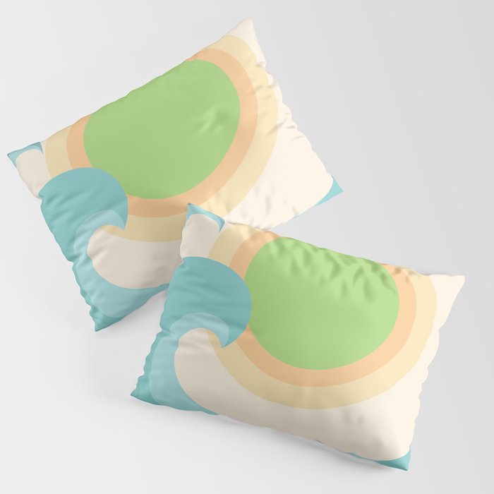 Overflow - Spring Colourful Minimalistic Retro Style Double Wave Sunset Pillow Sham