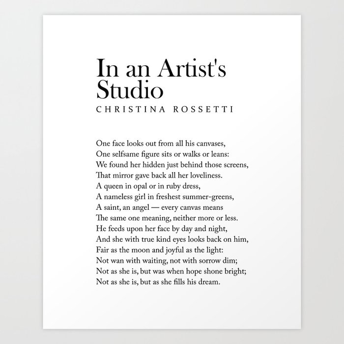 In an Artist's Studio - Christina Rossetti Poem - Literature - Typography Print 2 Art Print