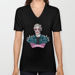 Touch Me. Illustration of President Lincoln wearing leather jacket and sunglasses V Neck T Shirt
