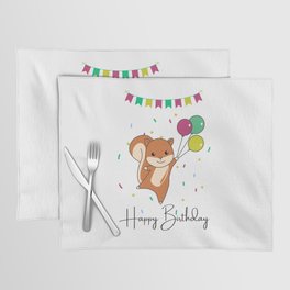 Squirrel Wishes Happy Birthday To You Placemat