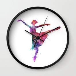 Ballerina Girl Colorful Watercolor Wall Clock
