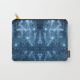 Circuit Board Glow Dark Blue 3D Printed Mother Board Carry-All Pouch
