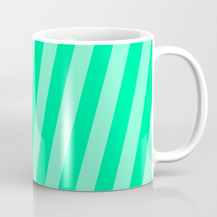 Aquamarine and Green Colored Stripes/Lines Pattern Coffee Mug