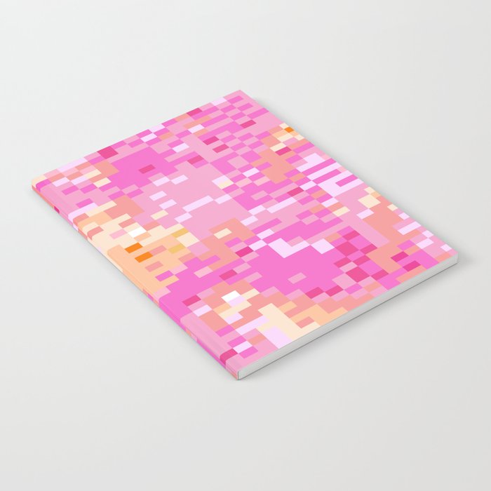 Pink and Orange Retro Pixel Camo Pattern Notebook