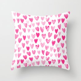Hearts Pattern watercolor pink heart perfect essential valentines day gift idea for her Throw Pillow
