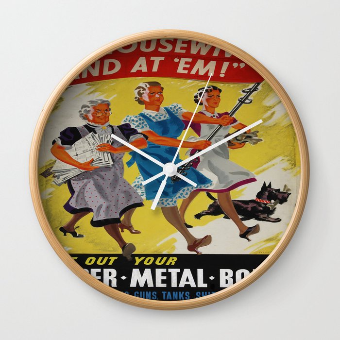 Vintage poster - Up Housewives and at'em Wall Clock