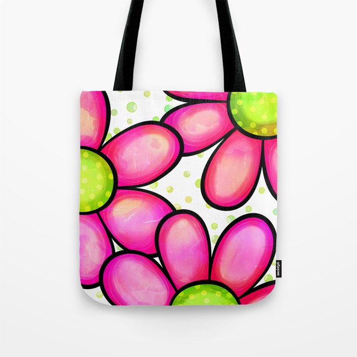 Watercolor Doodle Daisy Flower Pattern 01 Tote Bag