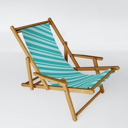 [ Thumbnail: Powder Blue and Light Sea Green Colored Striped/Lined Pattern Sling Chair ]