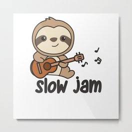 Slow Jam Sloth Makes Music With Guitar Metal Print