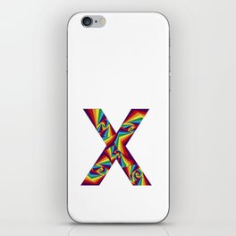  capital letter X with rainbow colors and spiral effect iPhone Skin