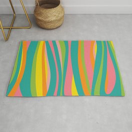 Summer Waves Colorful Abstract Pattern Teal Green Pink Yellow Orange Area & Throw Rug