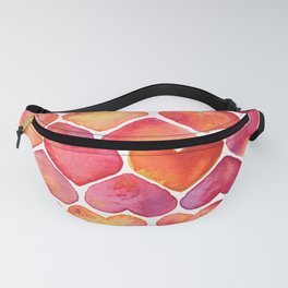 Oragne and Pink Watercolor Love Heart Pattern Fanny Pack