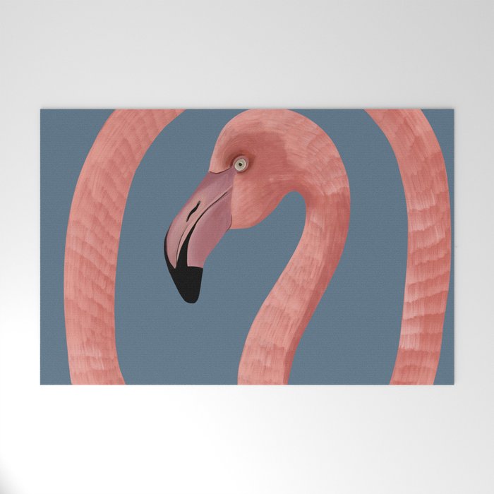 Flamingo long loop neck abstract Welcome Mat